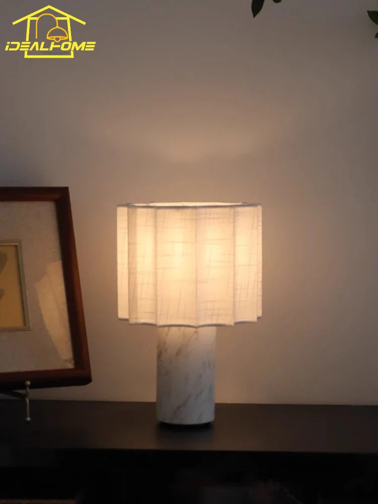 Afralia™ Marble Table Lamp LED Natural Linen Rechargeable Home Decor Bedside Studio