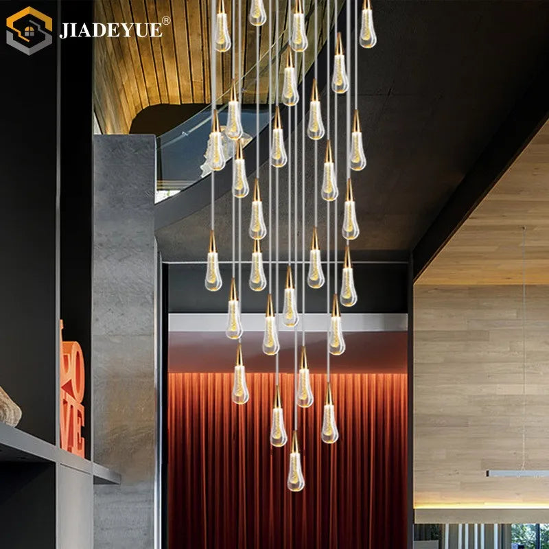 Afralia™ Modern LED Staircase Chandelier for Living Room Villa Duplex Building Rotation
