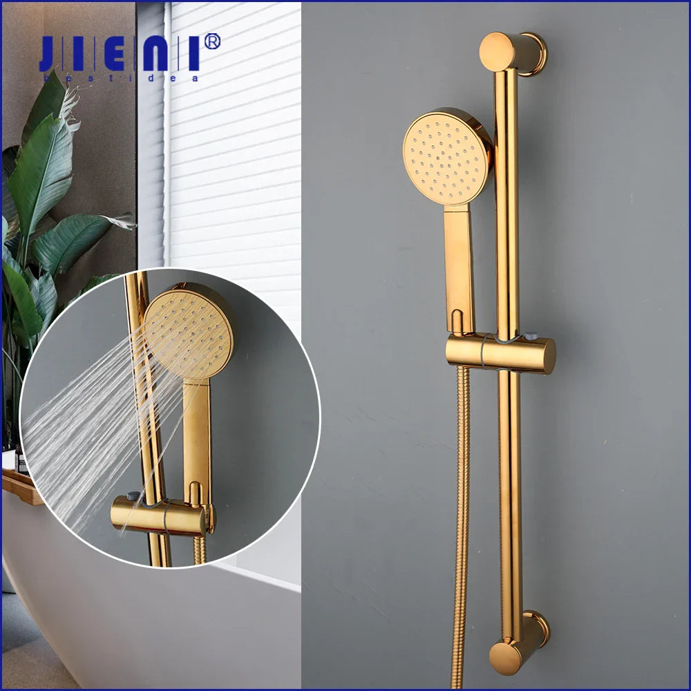 Afralia™ Gold Finished Handheld Shower Rod Wall Mounted Double Hole Taps