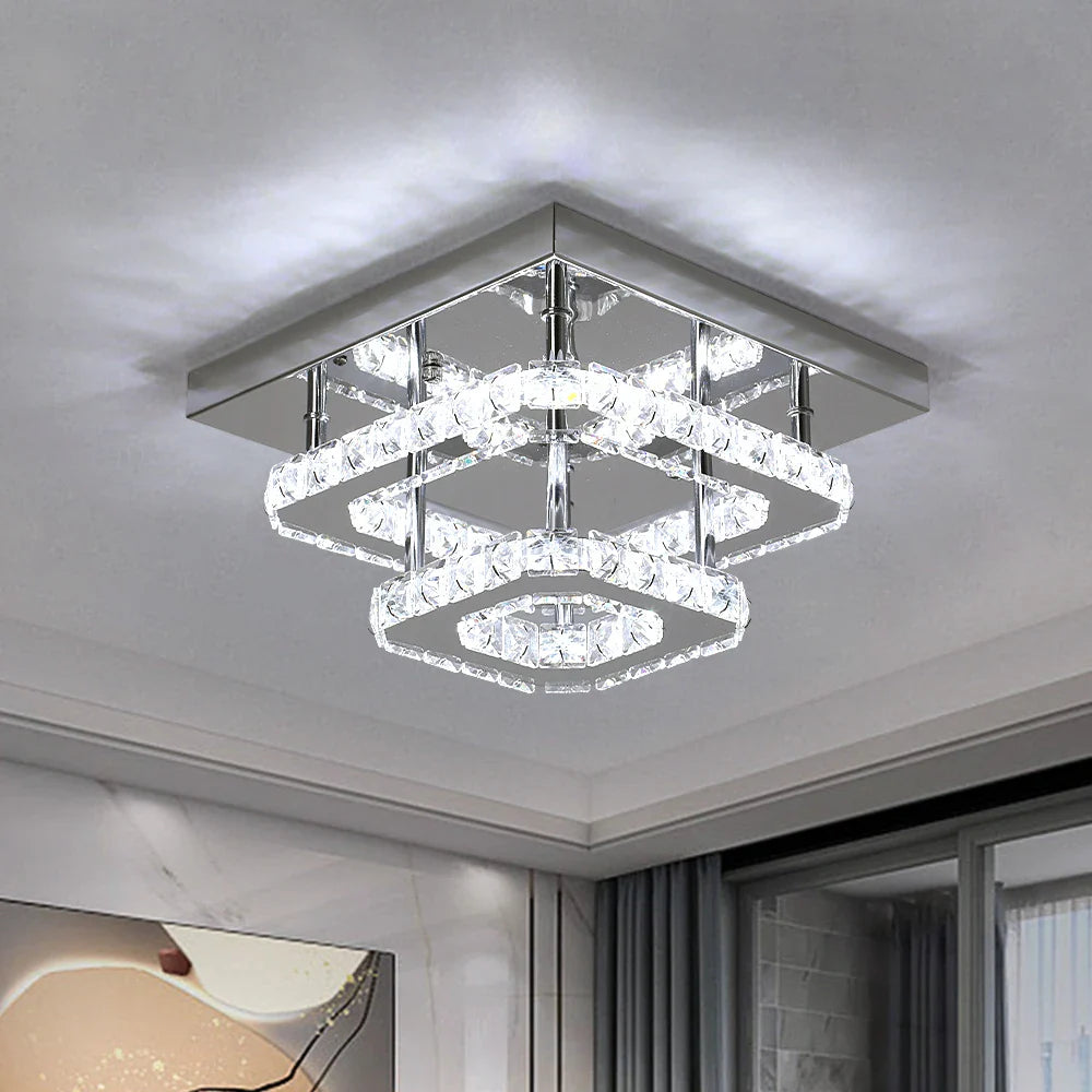 Afralia™ Crystal LED Flush Mount Ceiling Light for Kitchen Hallway - Modern Chandelier Fixture
