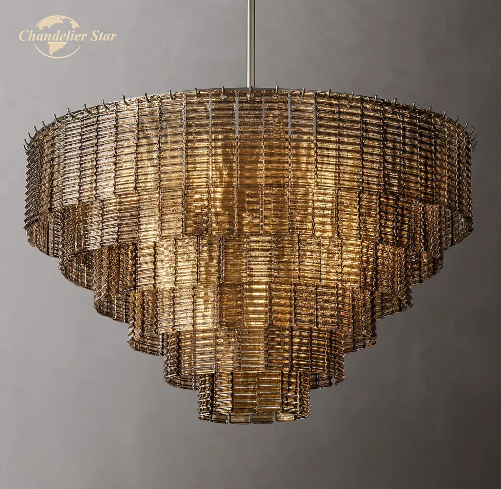 Afralia™ Sirene Smoke Glass Chandelier: Modern Round Hanging Lights for Living Room & Dining Room