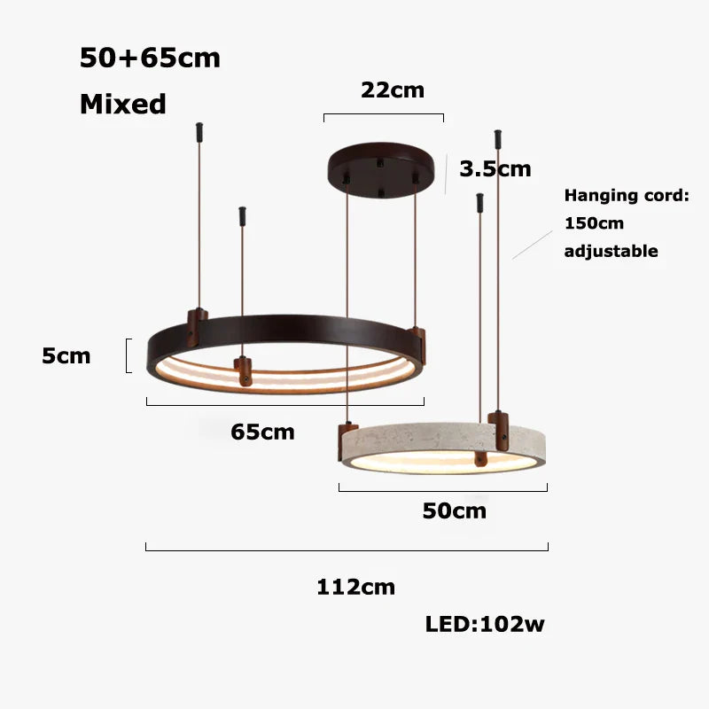 Afralia™ Trendy Stone Wood Chandelier for Foyer & Dining Room
