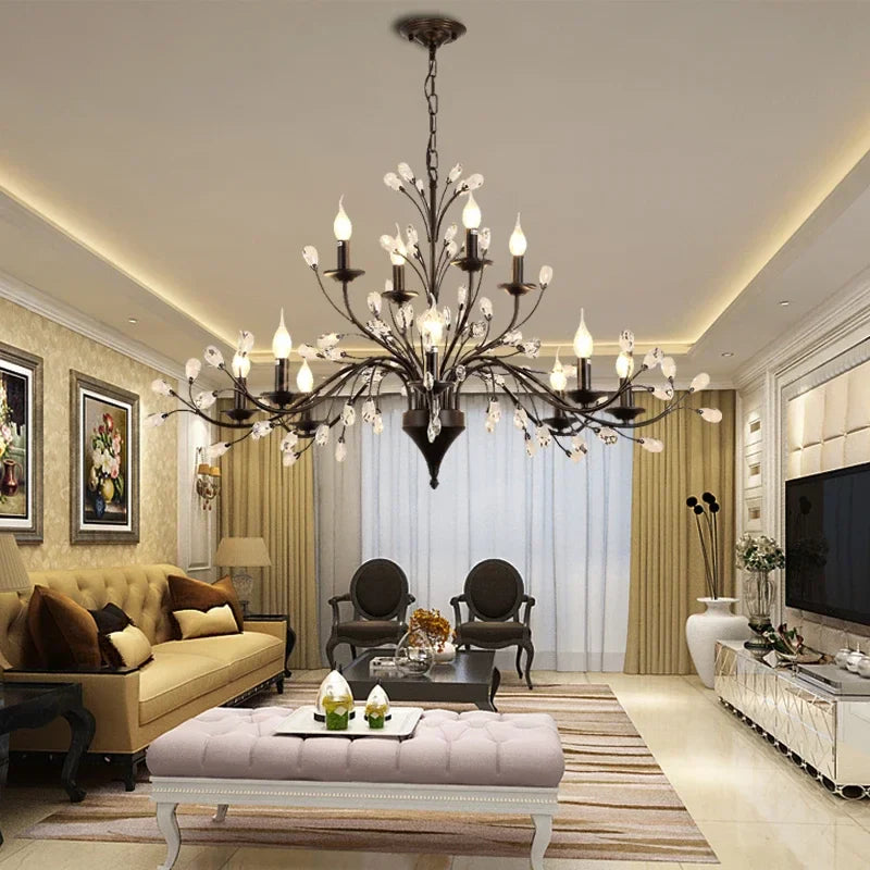 Afralia™ Vintage Crystal LED Ceiling Chandelier for Modern Country Living