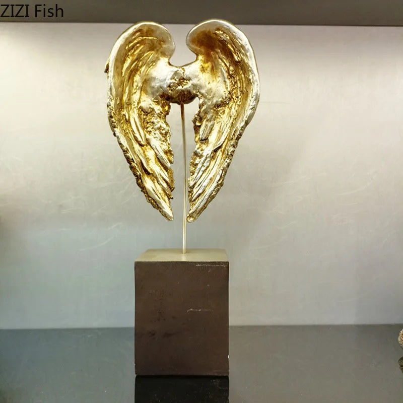 Afralia™ Angel Wings Sculpture Desk Ornament Home Decor Statue Aesthetic Artwrok