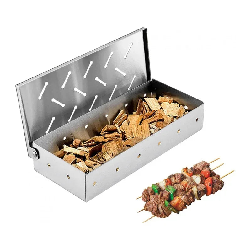 Afralia™ BBQ Smoker Box Wood Chips for Grill Meat Smoke Flavor Accessory