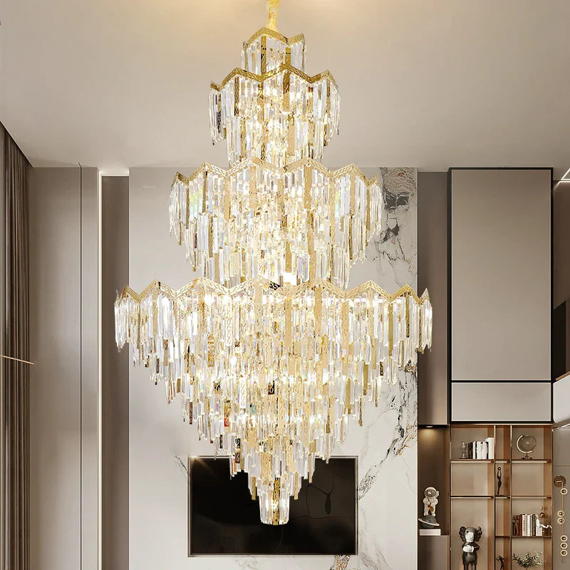 Afralia™ Crystal Chandelier | Modern Luxury Duplex Building Chandelier for Villa and Hotel