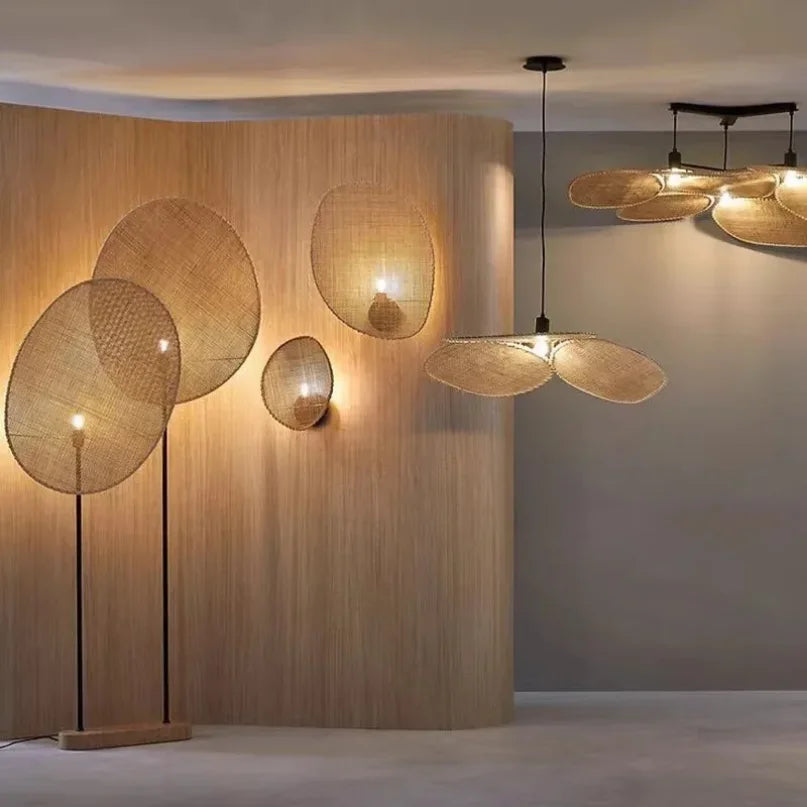 Afralia™ Hand-Woven Rattan Wall Lamp for Japanese Inspired Decor