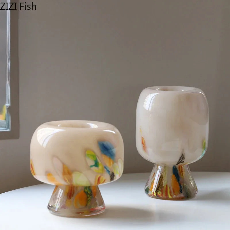 Afralia™ Mushroom Glass Vase: Unique Shape for Table Floral Arrangement and Room Decor