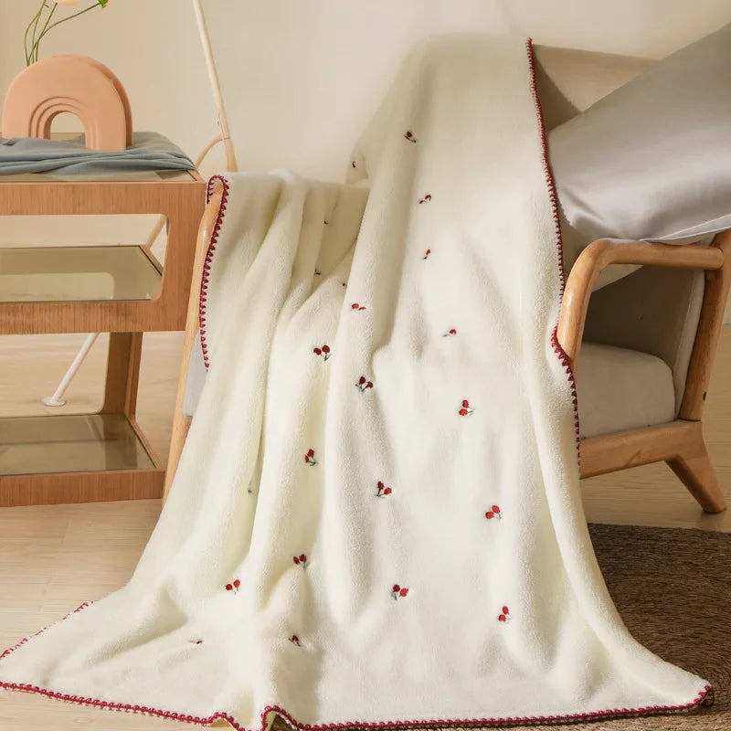 Afralia™ Baby Velvet Embroidered Blanket: Double-Sided Warm Travel Bedroom Sofa Cover