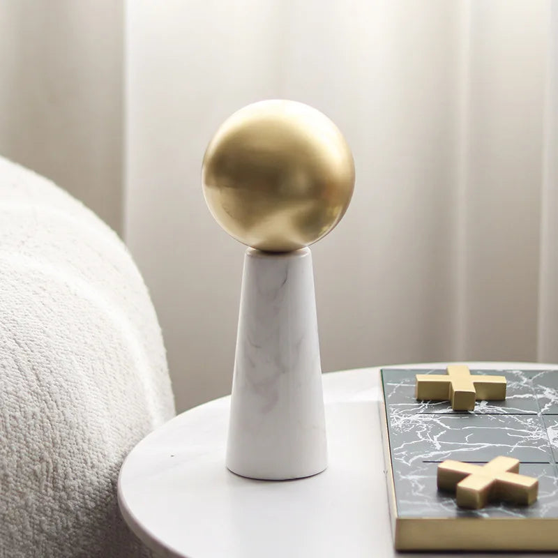 Afralia™ Golden Ball Marble Cone Metal Spherical Ornaments
