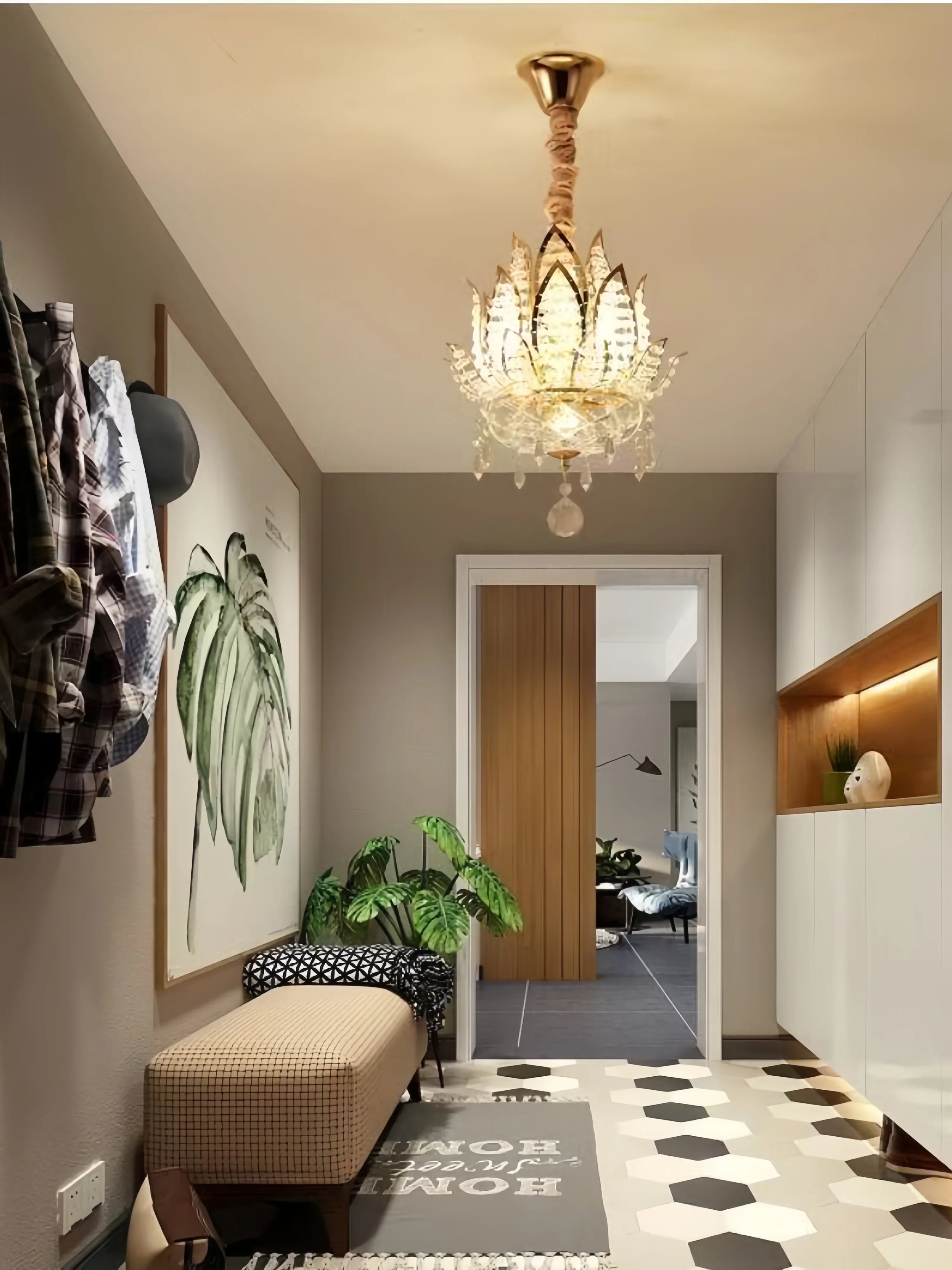 Afralia™ Lotus Crystal Pendant Light | Modern Nordic Style Hanging Lamp for Indoor Living Spaces