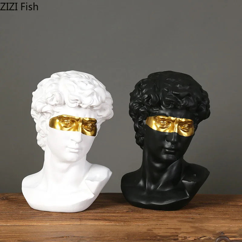 Afralia™ Gold David Statue Resin Sculpture Artwork Ornament for Living Room