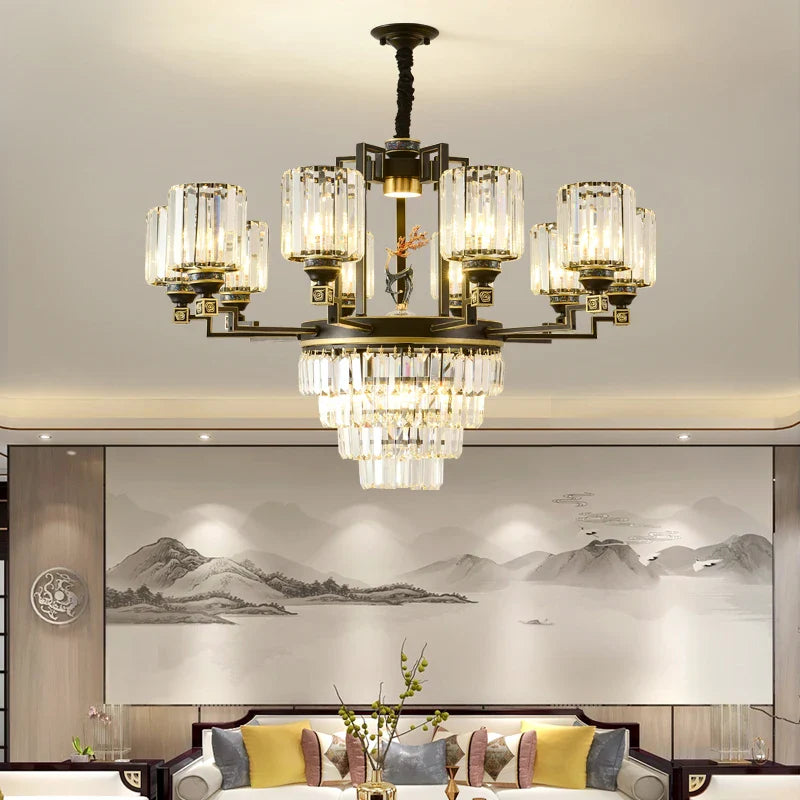 Afralia™ Zen Crystal Chandelier: Modern Luxury Living Room Dining Room Lamp