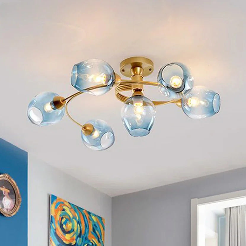 Afralia™ Glass Ball LED Chandeliers for Room Pendant Lights