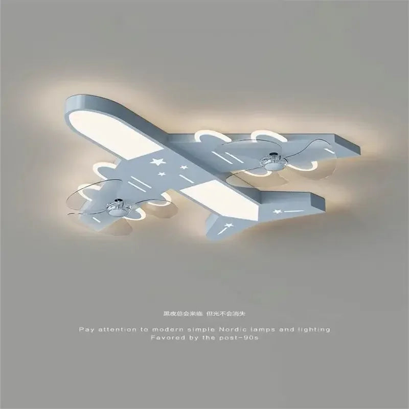 Afralia™ Kids Room Airplane Ceiling Fan Light Fixture