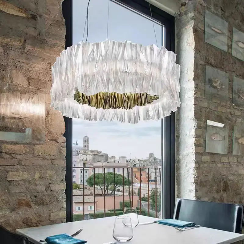 Afralia™ Accordion LED Acrylic Suspension Lamp for Living Room, Bedroom, Restaurant Décor