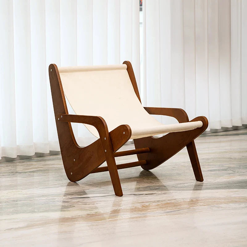 Afralia™ Canvas Recliner: Retro Mid-Ancient Designer Sofa Chair for Living Room & Balcony