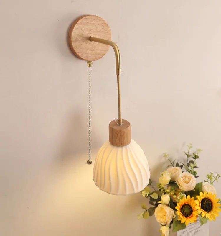 Afralia™ Nordic LED Wall Sconce Wood Base Modern Vanity Light