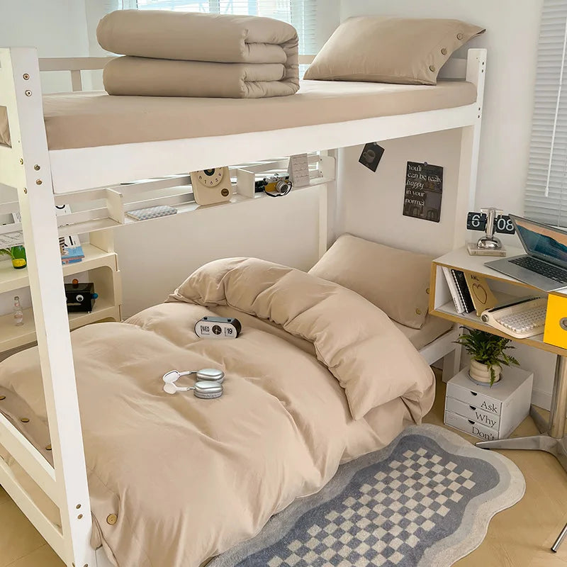 Afralia™ Nordic Solid Color Fitted Sheet Bedding Set - Skin Friendly & All Season Bed Linens