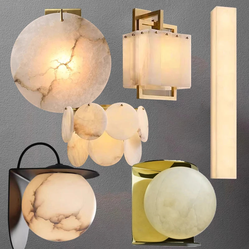 Afralia™ Round Marble Wall Sconce Lamps for Luxury Home Decor