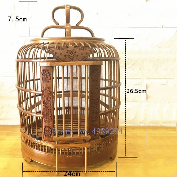 Afralia™ Small Bamboo Handmade Canary Birdcage Hanging Ornament Decoration