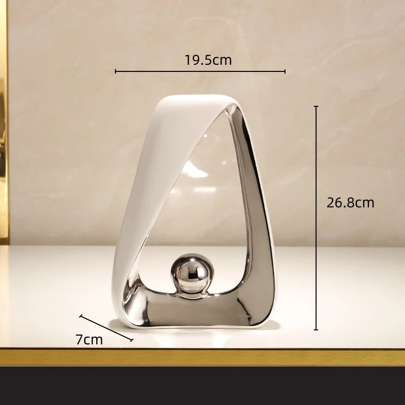 Afralia™ Geometric Triangles Golden Ball Skeleton Sculpture: Abstract Home Decor Figurine