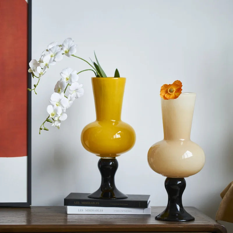 Afralia™ Geometric Vintage Glass Vase for Home Decoration