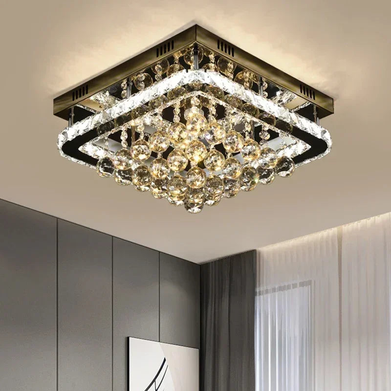 Afralia™ Crystal LED Chandelier: Modern Luxury Ceiling Lamp with Remote Control