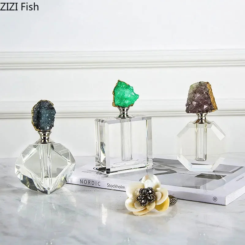 Afralia™ Gold-plated Agate Stone Perfume Bottle for Aromatherapy Essential Oils