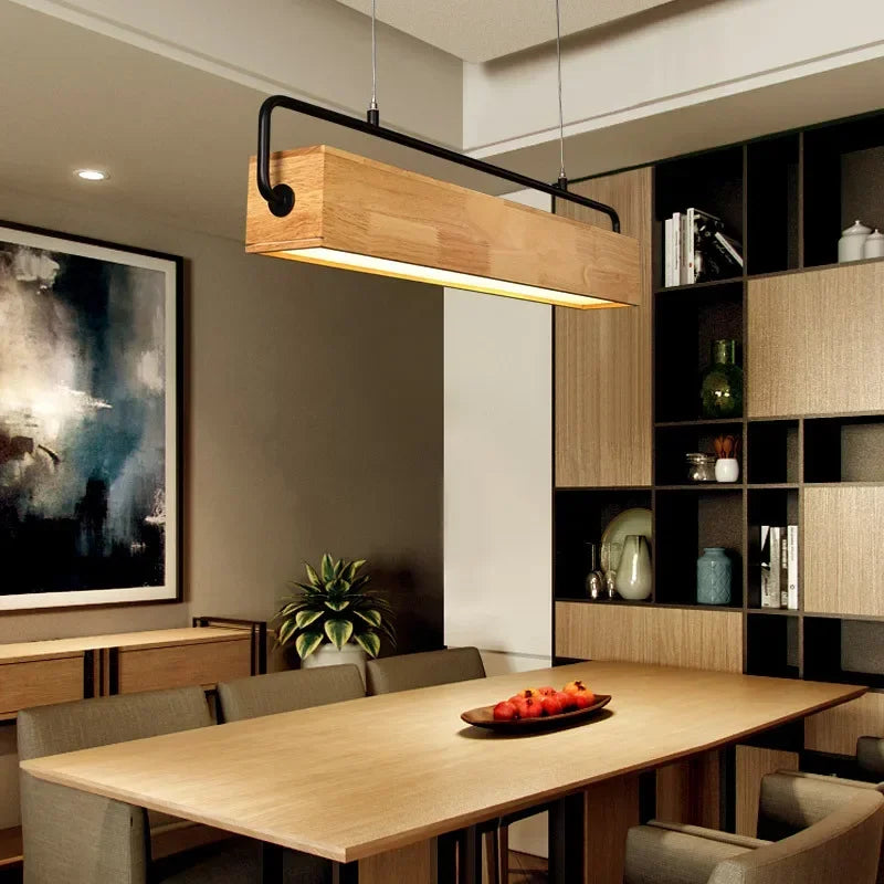 Afralia™ Solid Wood LED Chandelier for Modern Minimalist Home Decor