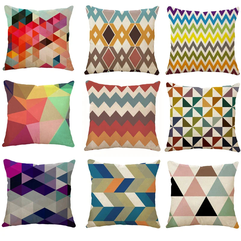 Afralia™ Modern Colorful Geometry Pillow Covers for Sofa Couch