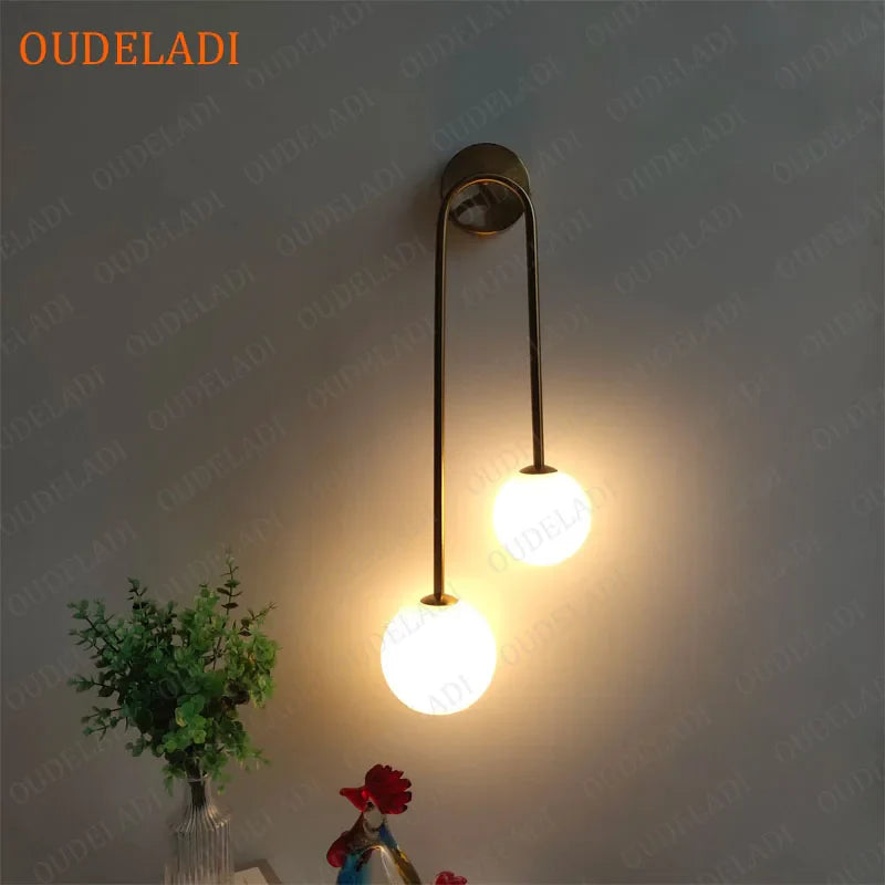 Afralia™ Brass Glass Ball Wall Sconce: LED Bedside Lamp for Bedroom, Hotel, Stair Decoration