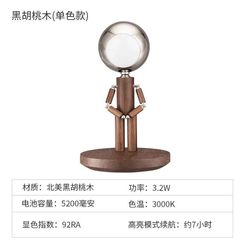 Afralia™ Solid Wood USB Rechargeable Desk Lamp for Bedroom with Stepless Dimming