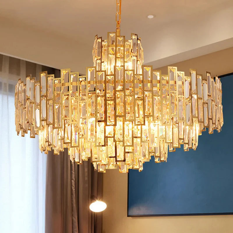 Afralia™ Crystal Chandelier Ceiling Light LED Fixture for Dining & Living Rooms.