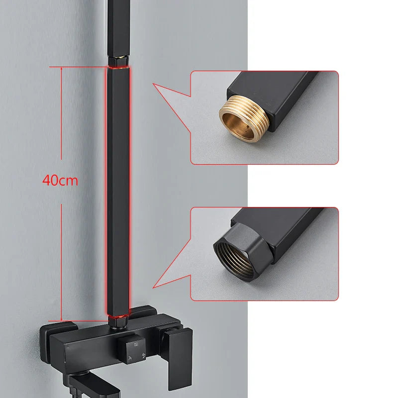 Afralia™ Shower Faucet Extension Tube Set - 30/40/50CM, Black/White, Universal Interface