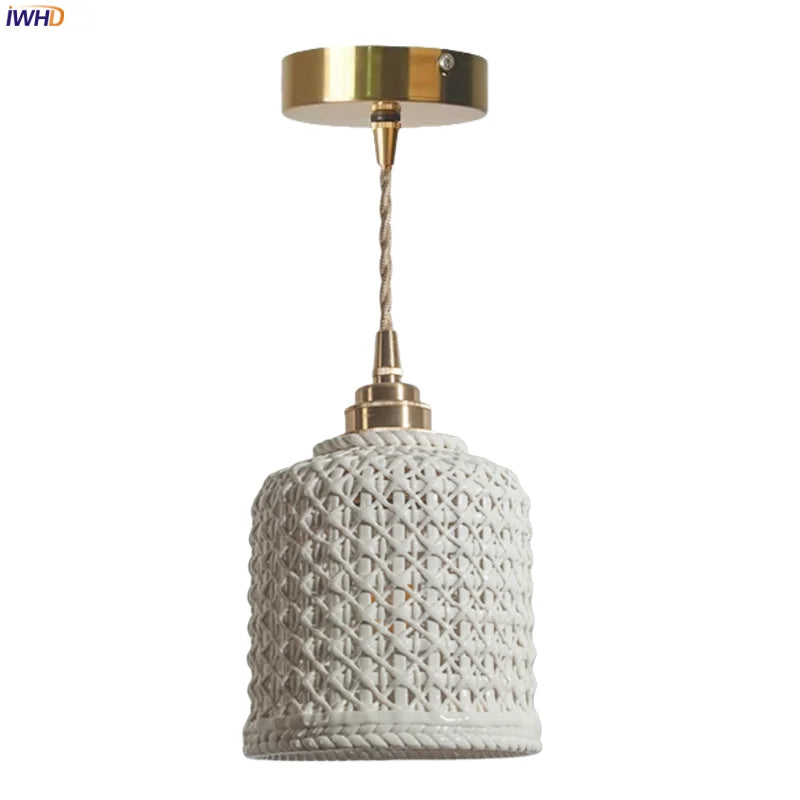 Afralia™ Nordic Ceramic LED Pendant Lamps Modern Minimalism Hanging Light for Home Decor