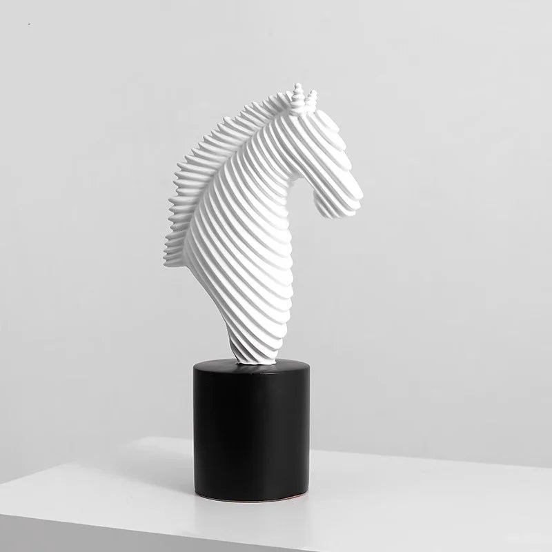 Afralia™ Striped Horse Sculpture: Resin Abstract Stallion Figurine for Home Decor