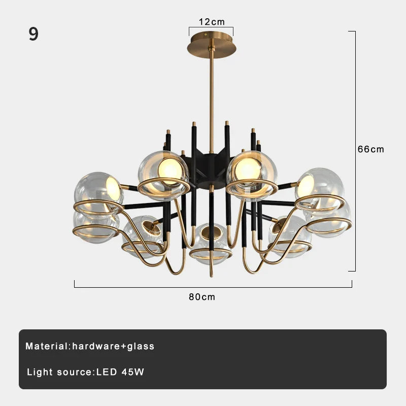 Afralia™ Modern Black Gold Glass Pendant Light Dimmable Luxury Minimalist Foyer Decor