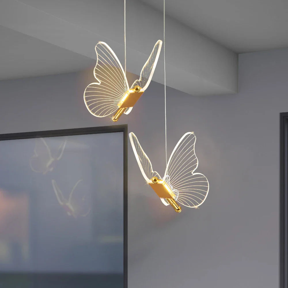 Afralia™ Butterfly LED Pendant Chandelier for Living Room and Bedroom