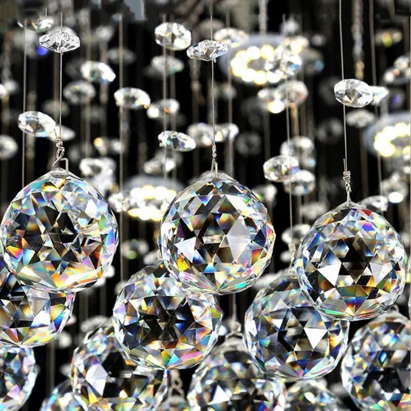Afralia™ Crystal Chandelier Double Staircase LED Pendant Lights for Stylish Hotel & Villa Hall