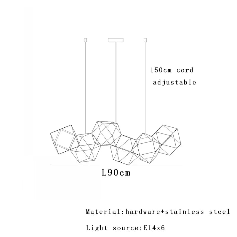 Afralia™ Square Metal Pendant Lights with E14 LED, Stylish Stainless Steel Hanging Lamp