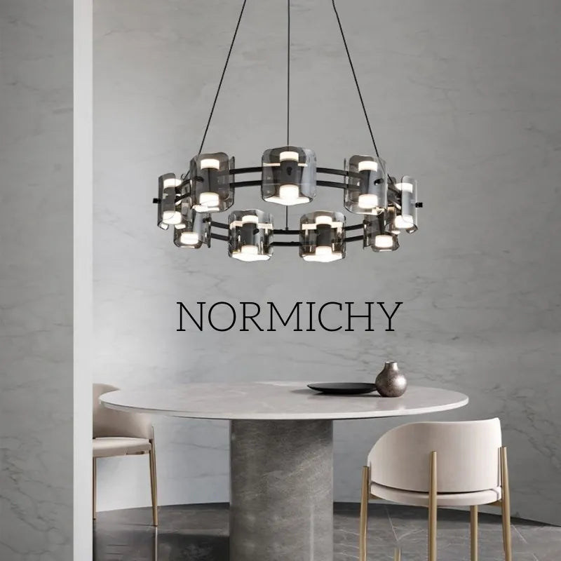 Afralia™ Modern Nordic Glass Round Chandelier with Full Copper Finish