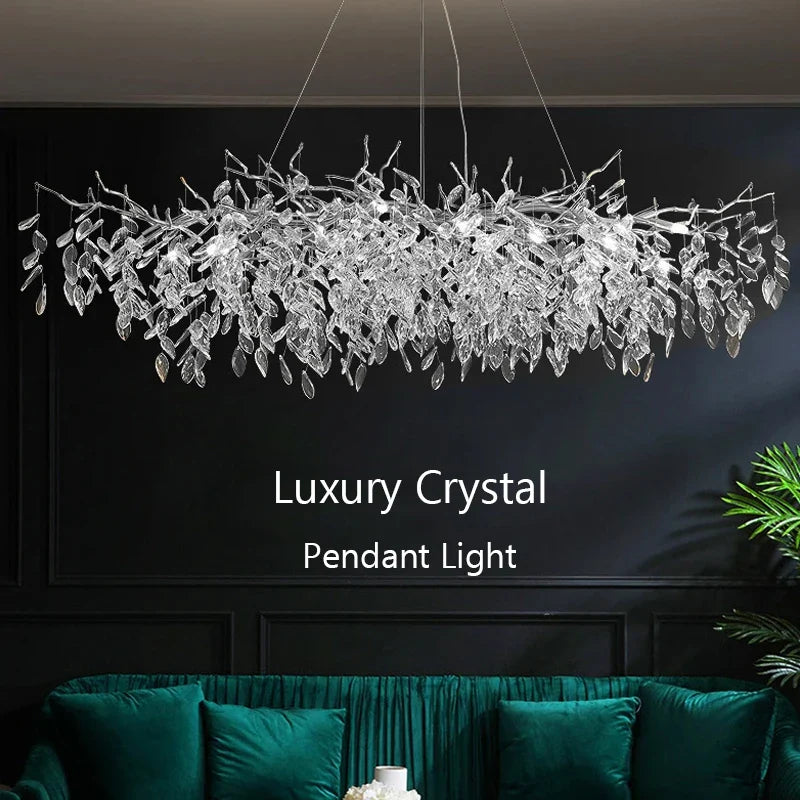 Afralia™ Modern Crystal Ceiling Chandelier LED Pendant Lamp for Home Decor