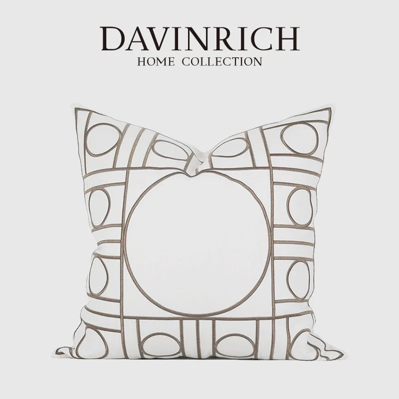 Afralia™ Geometric Embroidered Noble Cushion Covers for Living Room Sofa