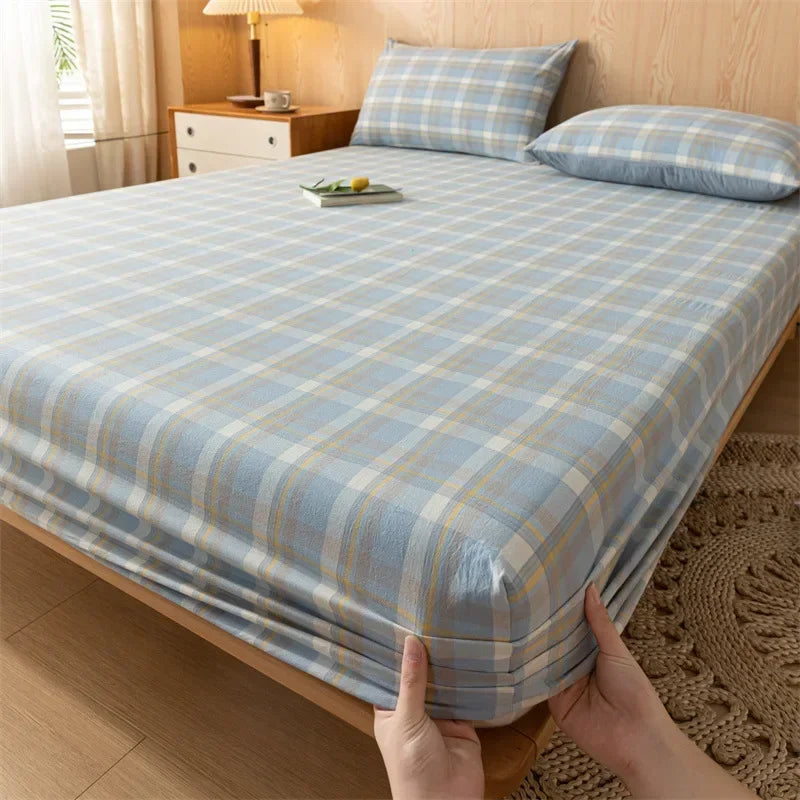 Afralia™ Cotton Fitted Sheet with Elastic Bands for Single Double King Queen Bed