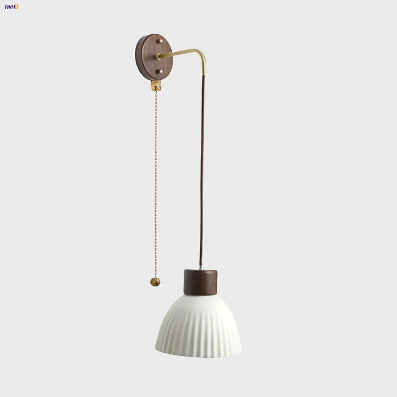 Afralia™ White Ceramic LED Wall Lamp Modern Wood Decor Stair Light Fixtures