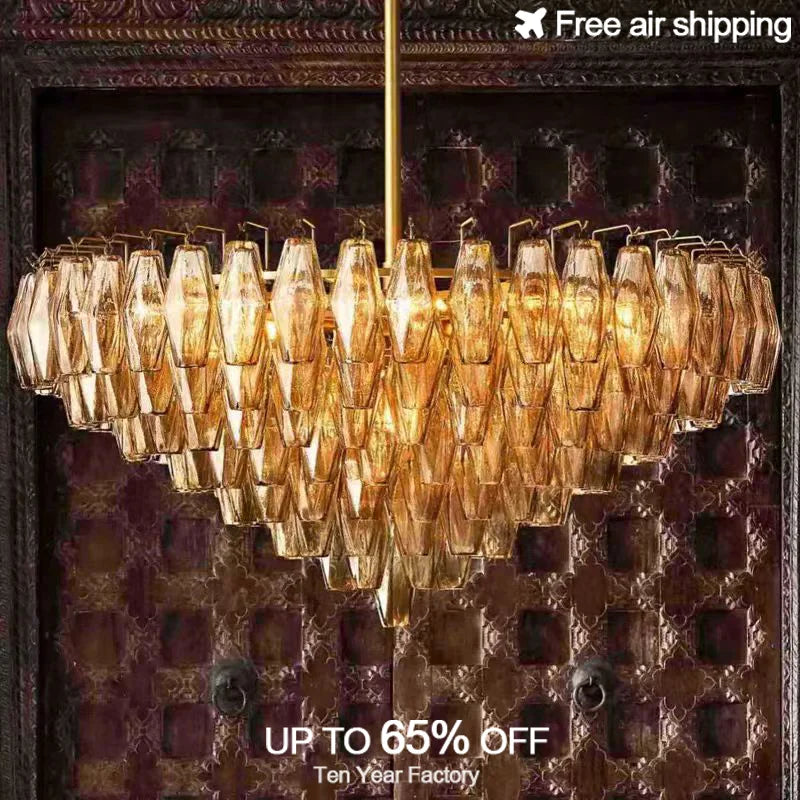 Afralia™ Glass Shade LED Chandelier Hanging Ceiling Light for Dining Room