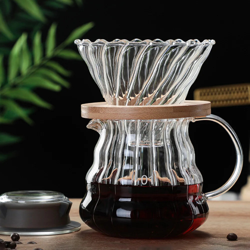 Afralia™ Glass Pour Over Coffee Maker Pot Barista Brewer Filter Dripper - 800ML