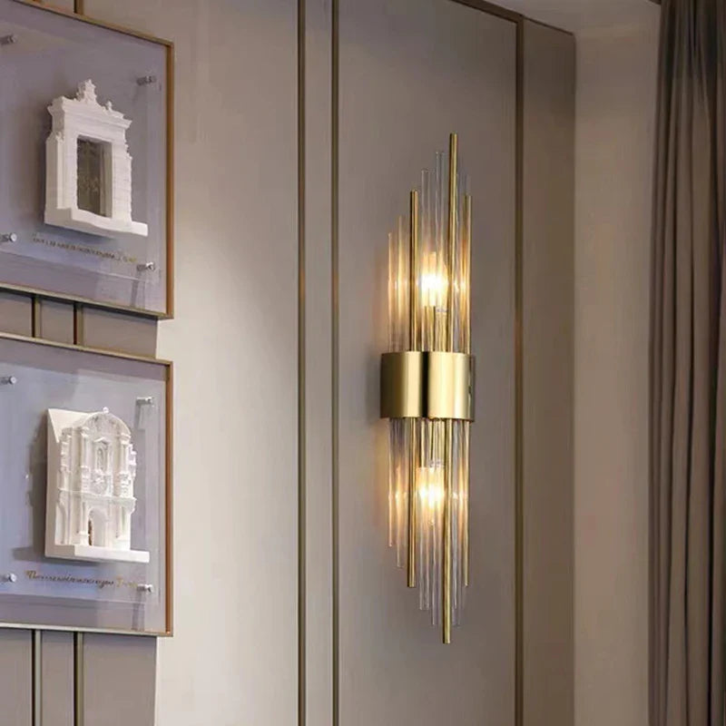 Afralia™ Crystal LED Wall Lamp Stainless Steel Sconces for Bedroom Dining Room
