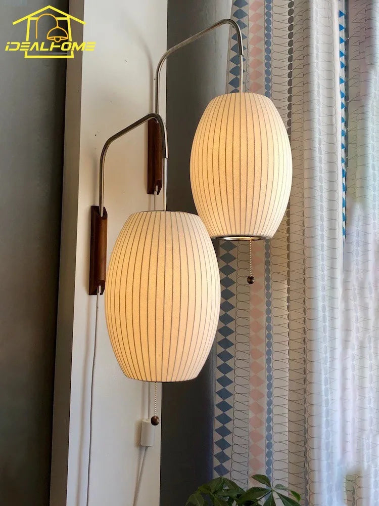 Afralia™ Silk LED Wall Lamp E27 Minimalist Design for Bedroom Study Aisle